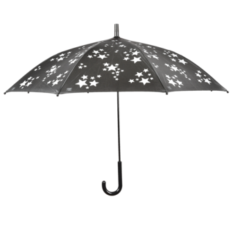Esschert Design kinderparaplu met reflecterende sterren zwart KG184 voorkant
