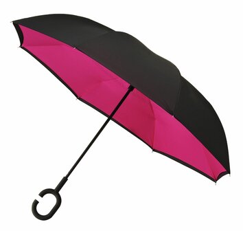 oosters progressief Onderhoudbaar Impliva binnenstebuiten paraplu met dubbel doek roze | Paraplu-point.nl