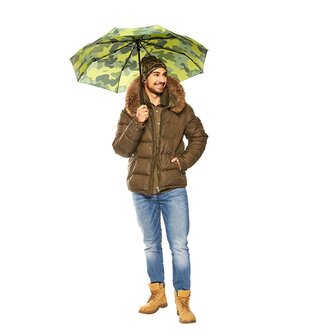 Fare Camouflage 5468 opvouwbare windproof zakparaplu groen