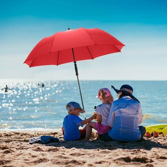 Fare Travelmate 6139 strandparasol en paraplu in &eacute;&eacute;n - rood strand