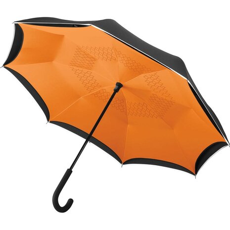 Fare Contrary 7715 windproof paraplu zwart oranje voorkant