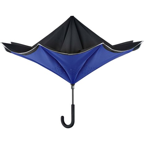 Fare Contrary 7715 windproof paraplu zwart blauw driekwart dichtgeklapt